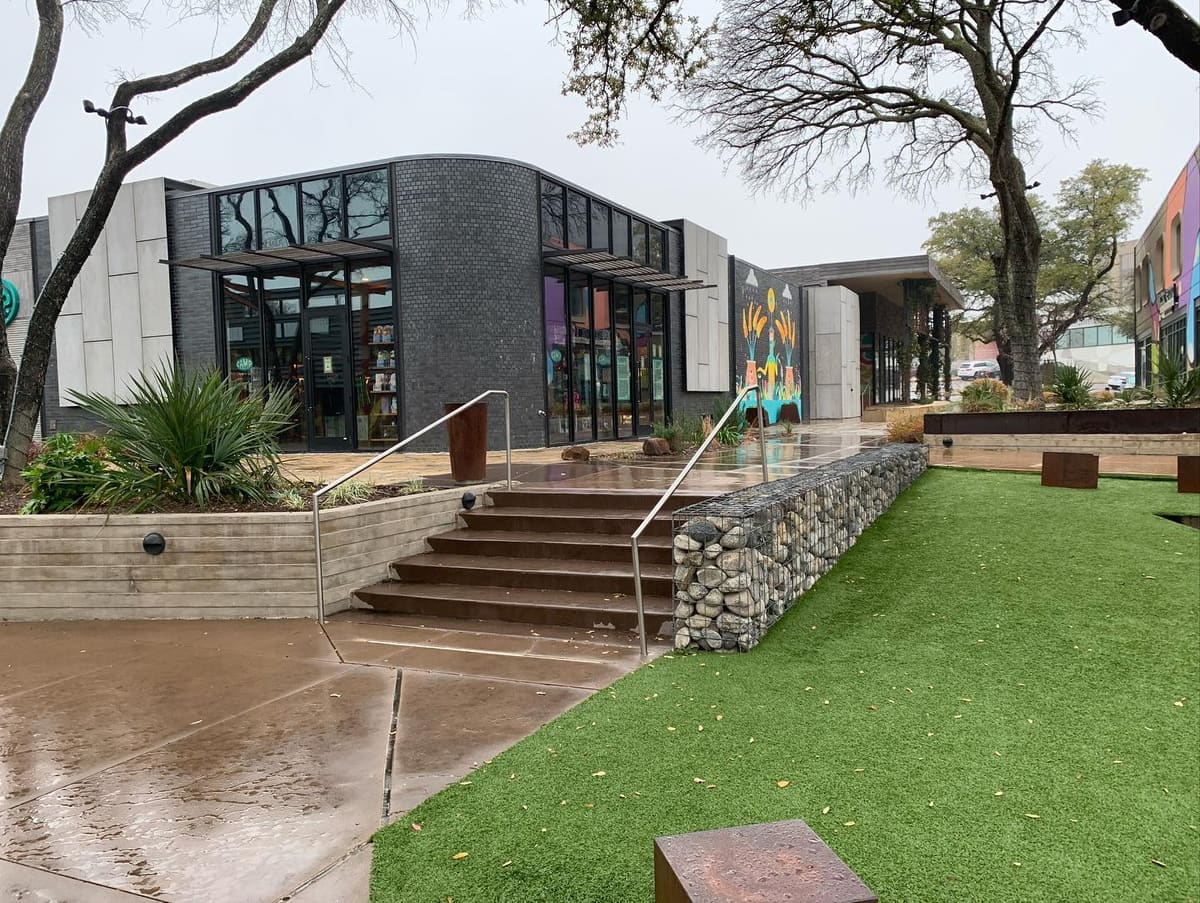 Commercial courtyard stone walls