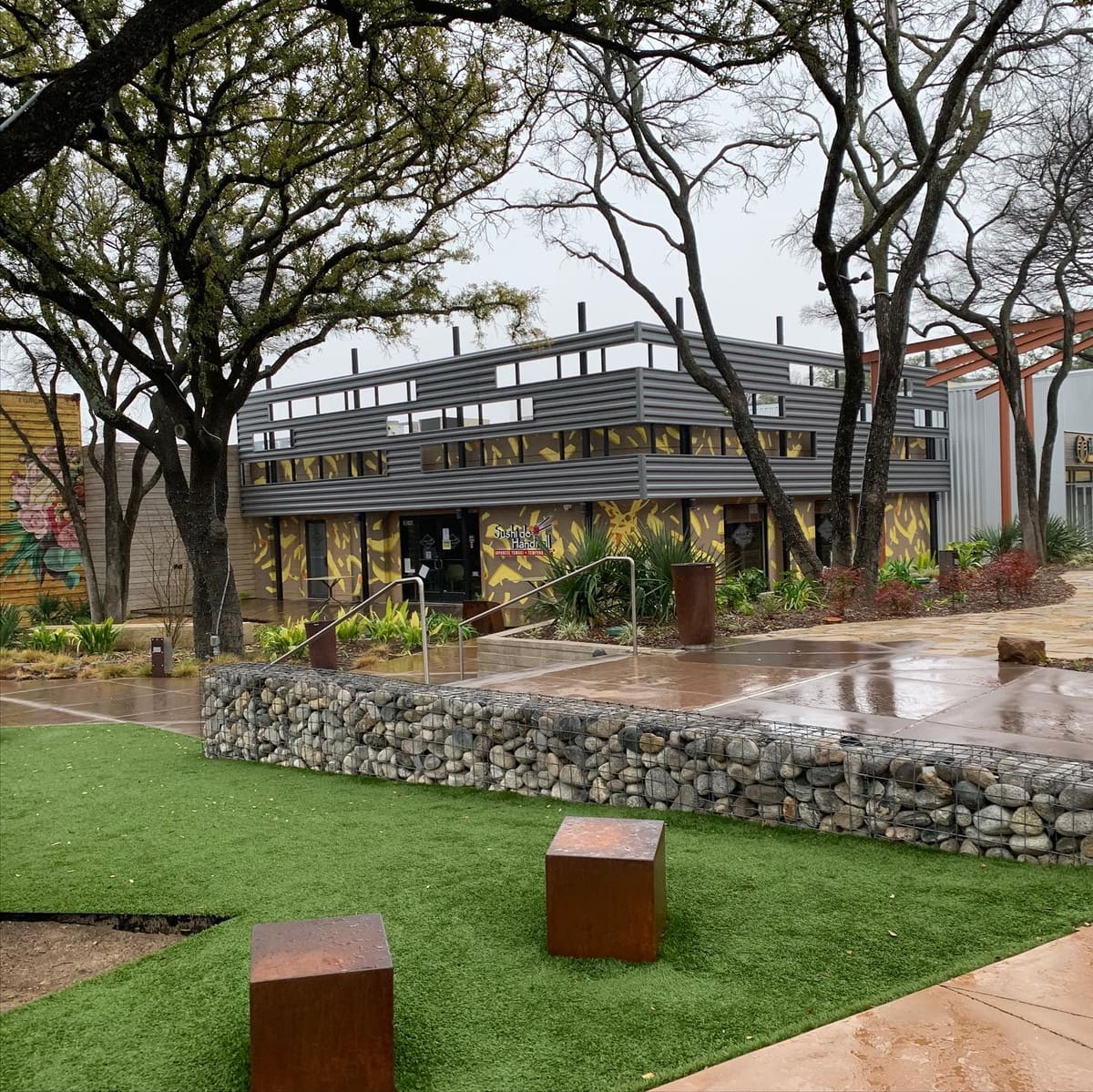 Commercial courtyard turf hardscape