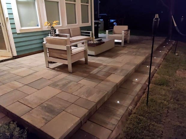 Paver patio lighting night