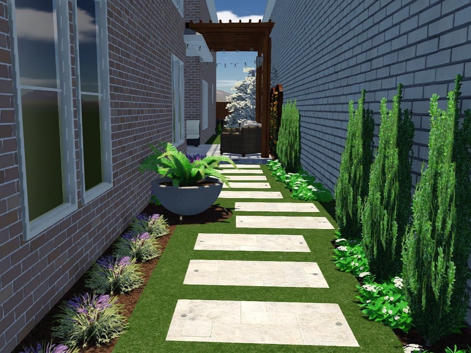 Side yard stepping stone walkway