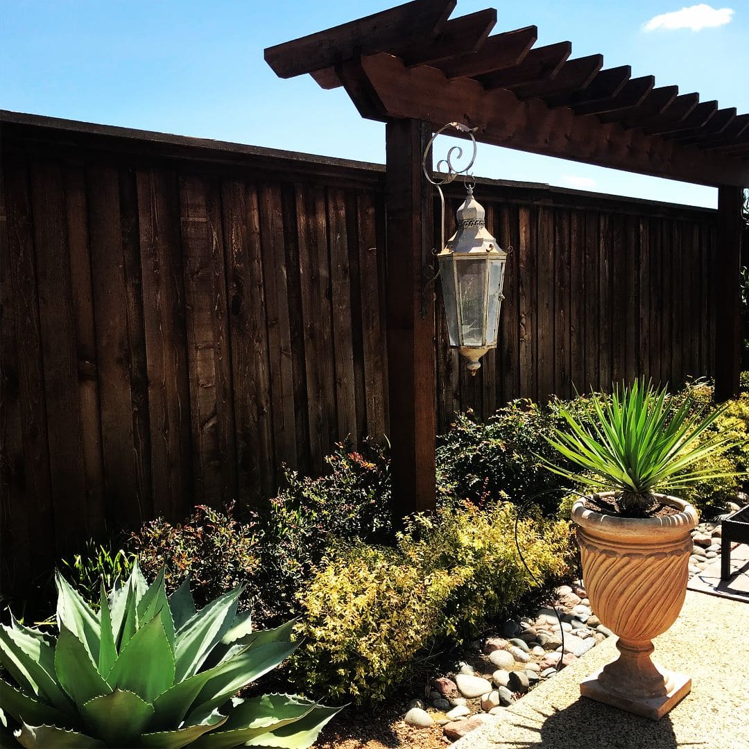 Wood pergola garden border