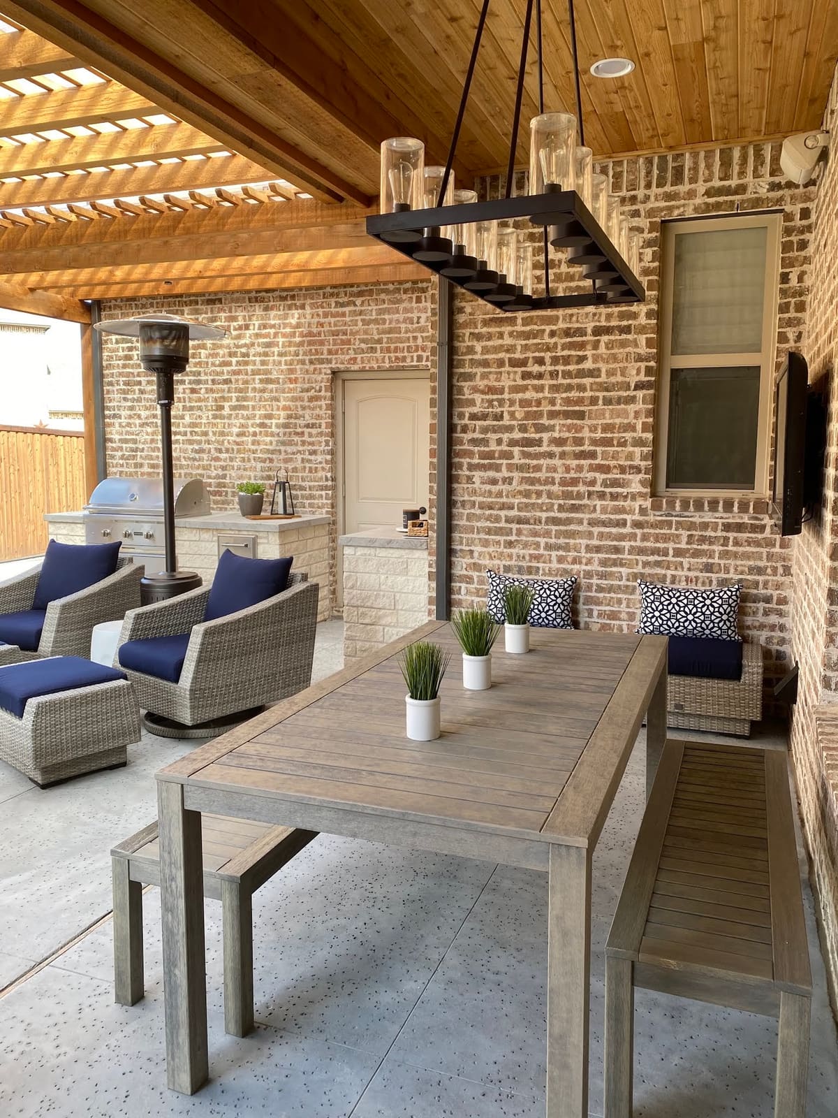 Covered patio dining area