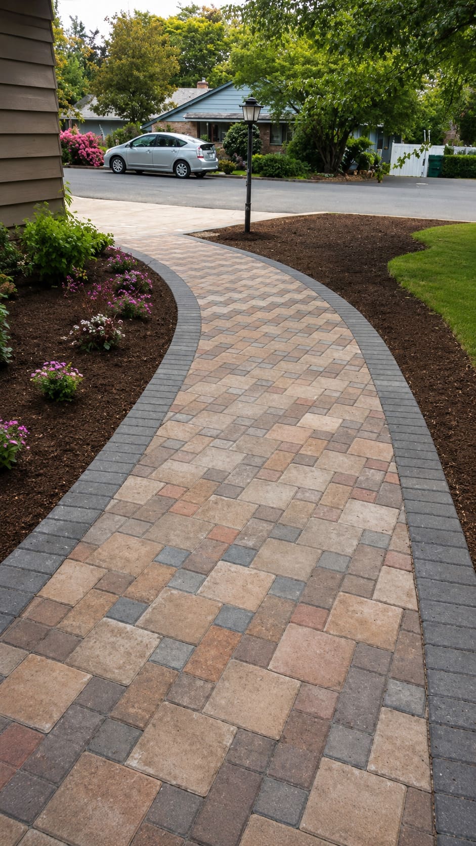 Curved paver walkway