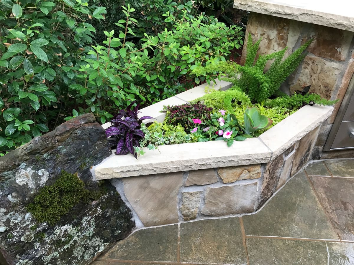 Stone planter small garden